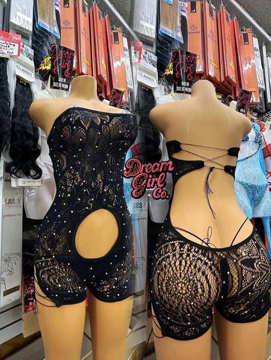 Midnight Lace Romper Set